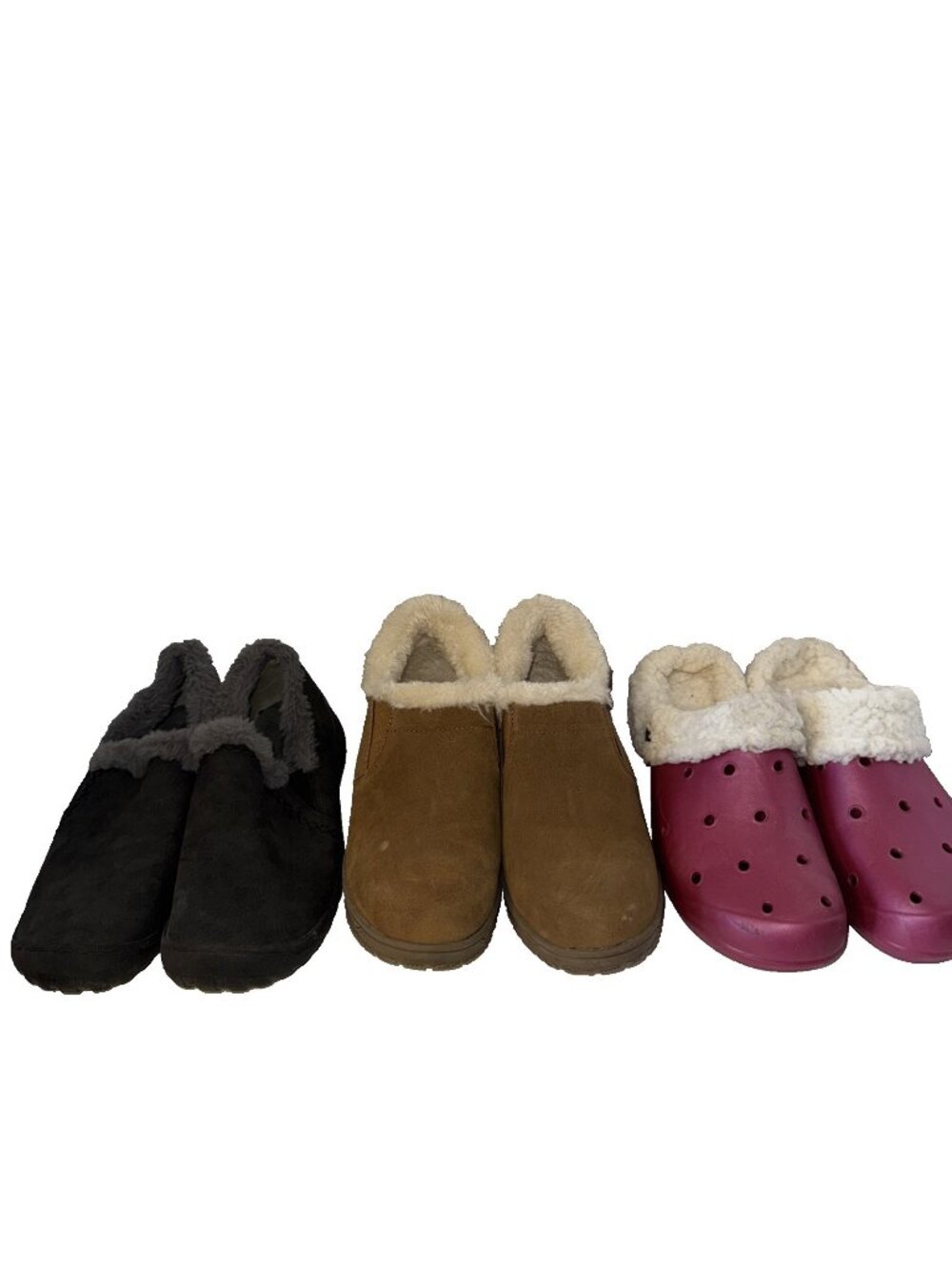 Faux Fur Unisex Lined Clogs Women's Size 10 Pink Brown Dark Gray